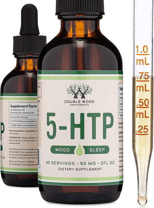 5 HTP Liquid Drops - More Absorbable and Effective Than 5HTP Capsules (60 Servings of 50mg 99%+ 5-HTP) Serotonin Supplement for Mood and Sleep by Double Wood Supplements