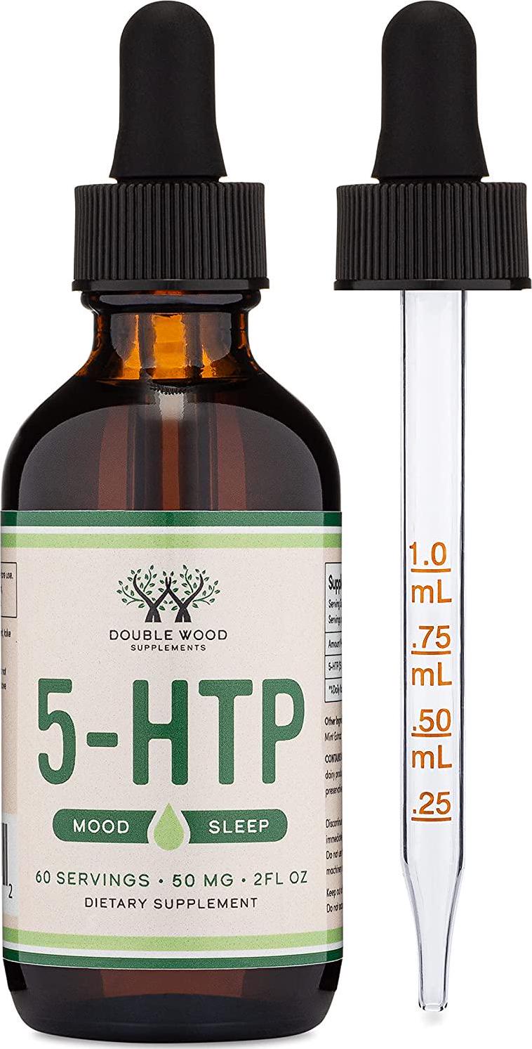 5 HTP Liquid Drops - More Absorbable and Effective Than 5HTP Capsules (60 Servings of 50mg 99%+ 5-HTP) Serotonin Supplement for Mood and Sleep by Double Wood Supplements