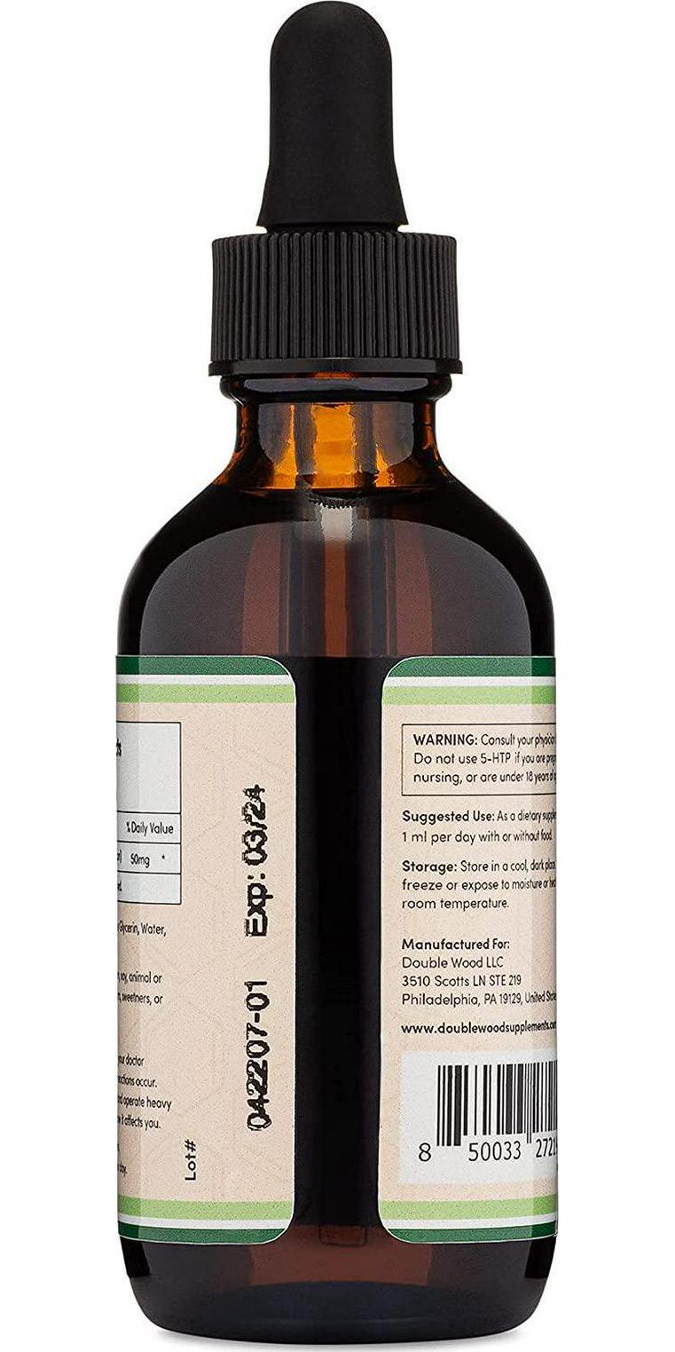 5 HTP Liquid Drops - More Absorbable and Effective Than 5HTP Capsules (60 Servings of 50mg 99%+ 5-HTP) Serotonin Supplement for Mood and Sleep by Double Wood Supplements