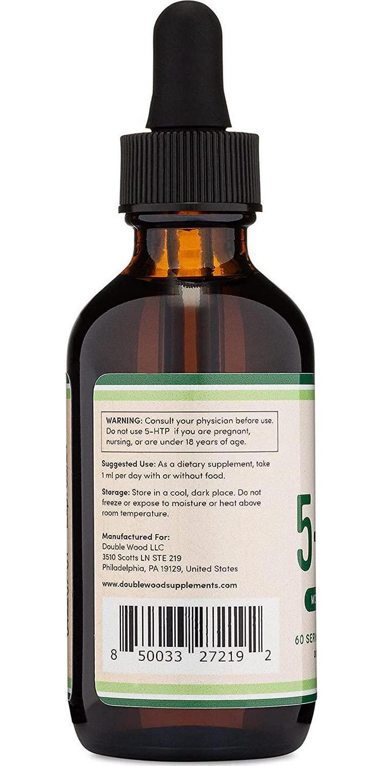 5 HTP Liquid Drops - More Absorbable and Effective Than 5HTP Capsules (60 Servings of 50mg 99%+ 5-HTP) Serotonin Supplement for Mood and Sleep by Double Wood Supplements