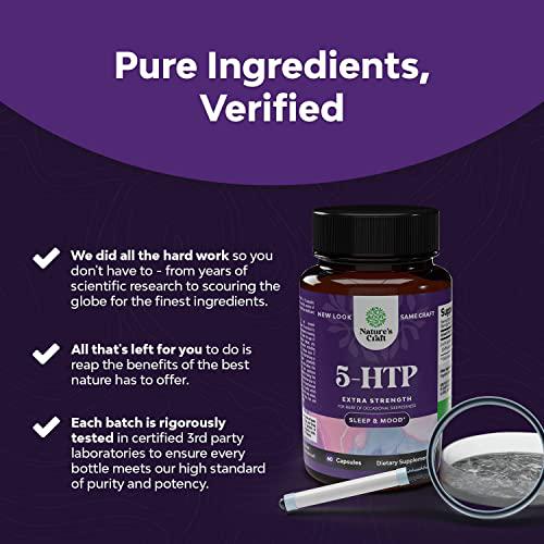 5 HTP Supplement 5-Hydroxytryptophan - 5HTP 100mg Gentle Herbal Sleep Supplement and Mood Enhancer - 5-HTP 100 mg Mood Support Supplement and Sleep Support Capsules from Griffonia Simplicifolia