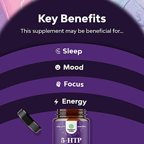 5 HTP Supplement 5-Hydroxytryptophan - 5HTP 100mg Gentle Herbal Sleep Supplement and Mood Enhancer - 5-HTP 100 mg Mood Support Supplement and Sleep Support Capsules from Griffonia Simplicifolia