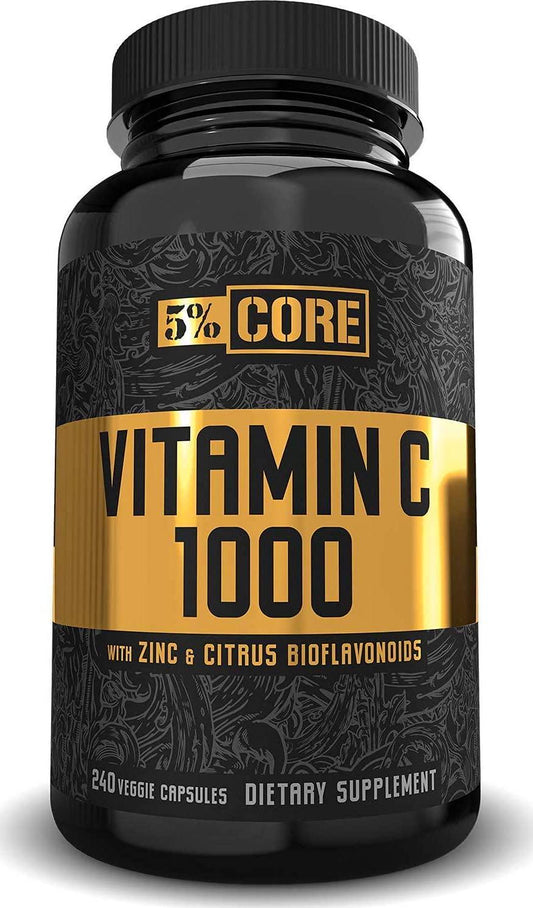 5% Nutrition Core Vitamin C 1000 | with Zinc and Citrus Bioflavonoids for Antioxidant Support and Immune Health | (60 Servings / 120 VegCaps)