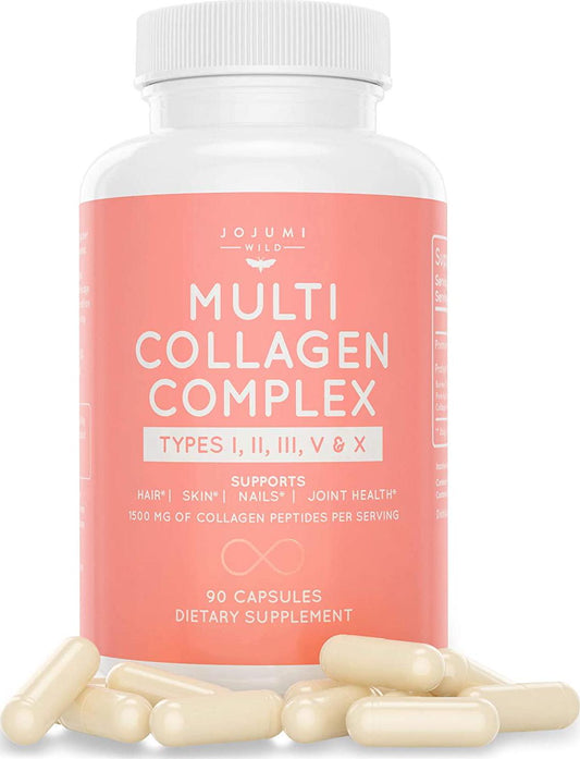 5-in-1 Multi Collagen Capsules (Type I, II, III, V + X) for Skin, Hair, Nails and Joint Health - Collagen Powder Supplements for Women Gut Health and Weight Management Collagen Peptides and Anti Aging Pills