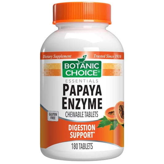 Botanic Choice Chewable Papaya Enzyme Tablets 49 Mg. Digestive Herbal Supplement, 180 Tablets