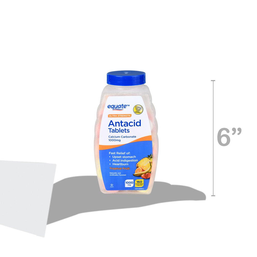 Equate Ultra Strength Antacid Tropical Fruit Chewable Tablets, 1000 Mg, 160 Count