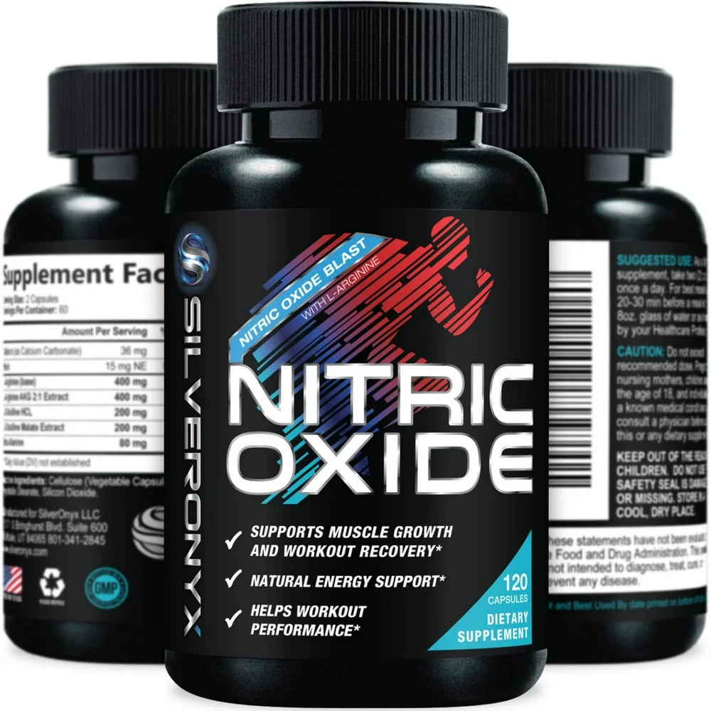 Extra Strength Nitric Oxide Supplement L Arginine 3X Strength - Citrulline Malate, AAKG, Beta Alanine - Premium Muscle Supporting Nitric Booster for Strength & Energy to Train Harder - 120 Capsules