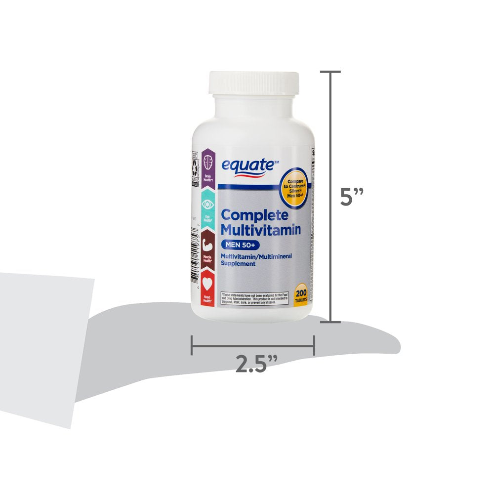 Equate Complete Multivitamin/Multimineral Supplement Tablets, Men 50+, 200 Count