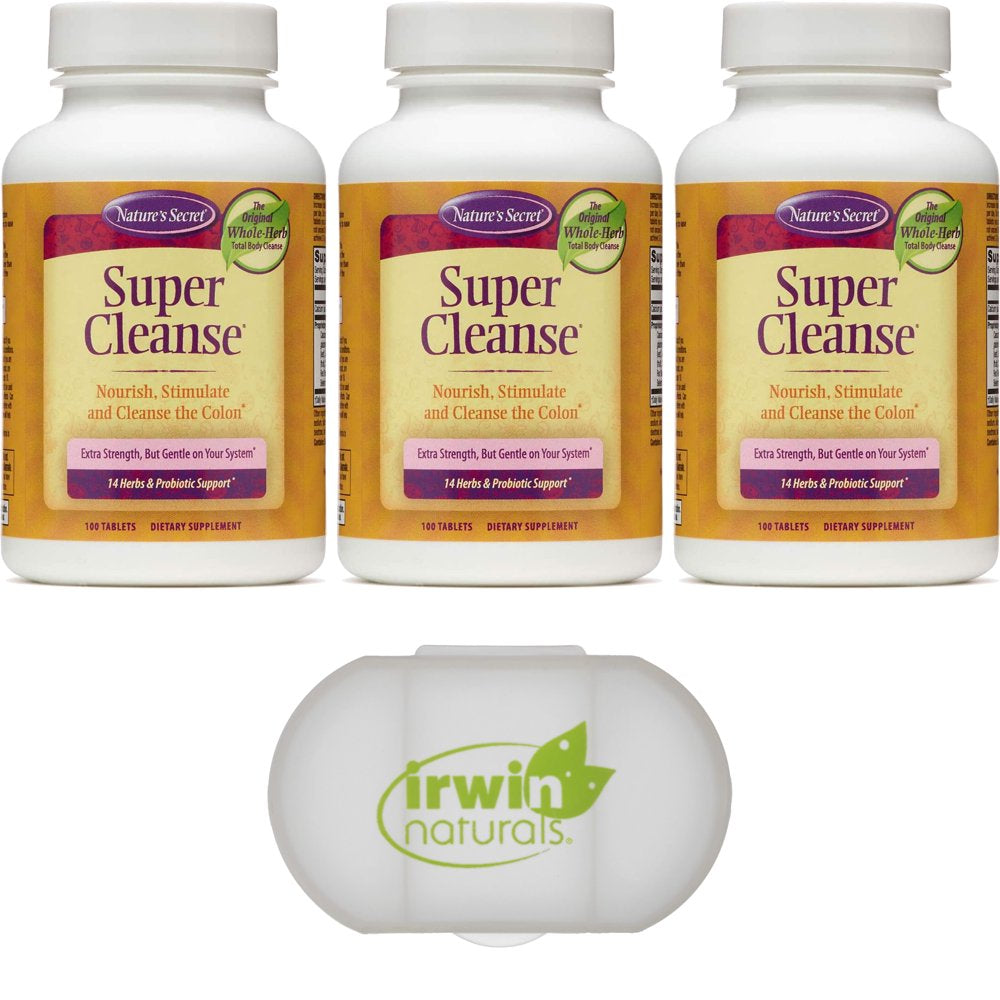 Nature'S Secret Super Cleanse Extra Strength Toxin Detox 300 Tablets (3 Pack of 100) with a Pill Case
