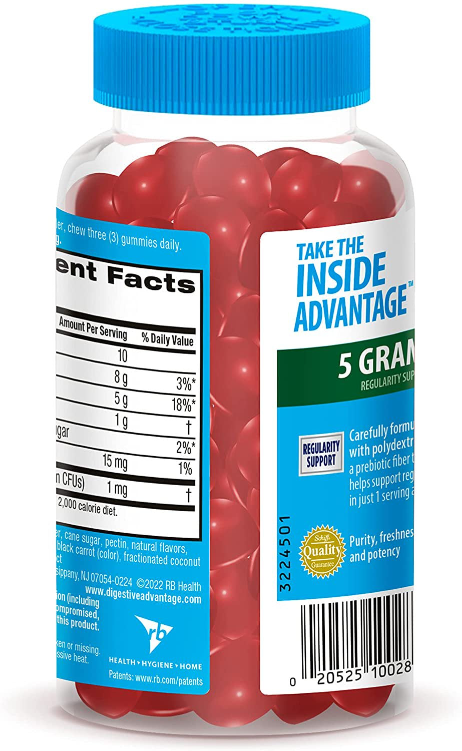 Digestive Advantage Daily Probiotic + Prebiotic Fiber, for Digestive & Immune Health, Strawberry Flavor - 60 Gummies (Pack of 2)