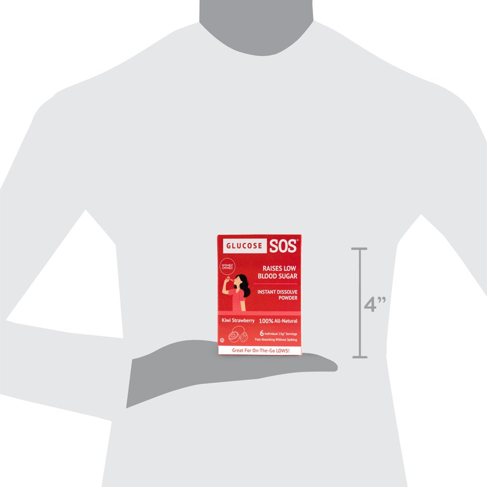 Glucose SOS, Instant Dissolve Glucose Tablet Alternative for Blood Sugar Recovery, Kiwi Strawberry 6 Count