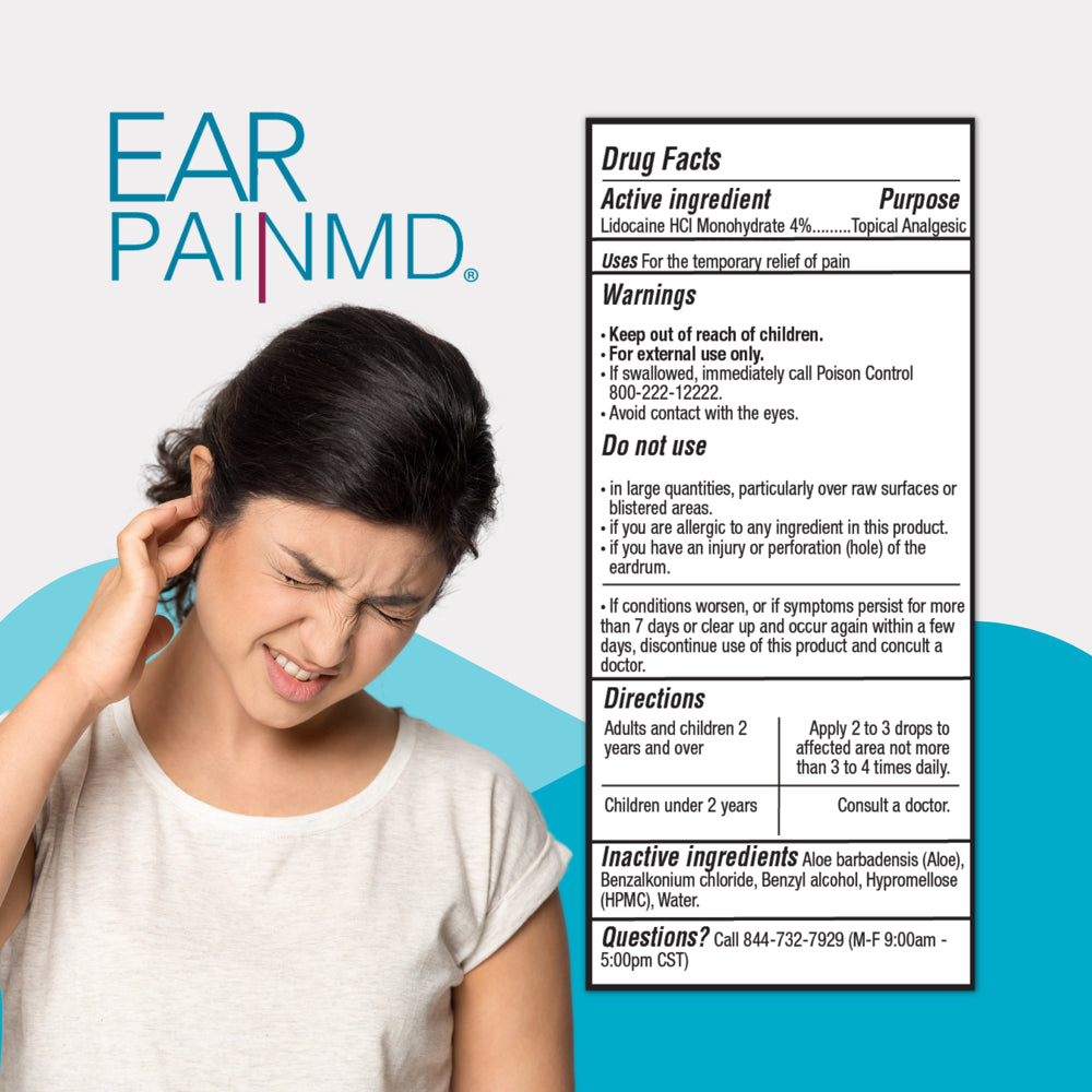 Eosera Ear Pain MD, Maximum Strength Ear Pain Relief Drops with 4% Lidocaine, .5 Fl. Oz.