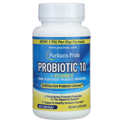 Puritans Pride Rapid Release Probiotic 10 Capsules 120 Count