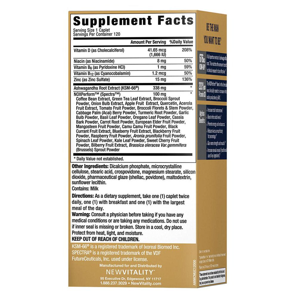 Ageless Male Max Total Testosterone and Nitric Oxide Booster - 120 Caplets