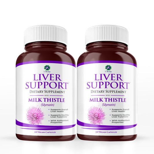 (2 Bottles - 10% Off) 1 Body Liver Cleanse & Support Supplement – Milk Thistle Extract (Silymarin), Turmeric Curcumin, Dandelion Root, Artichoke, Vitamin B12 & More in 2 Vegetarian C - Nutricity.com.au