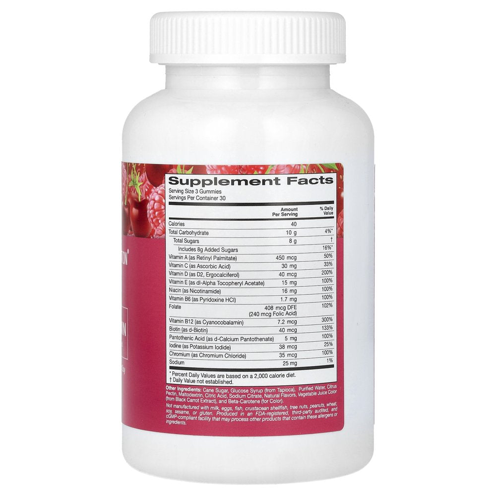 California Gold Nutrition Women’S Multivitamin Gummies, Natural Cherry, Strawberry, and Raspberry Flavored, 90 Gummies