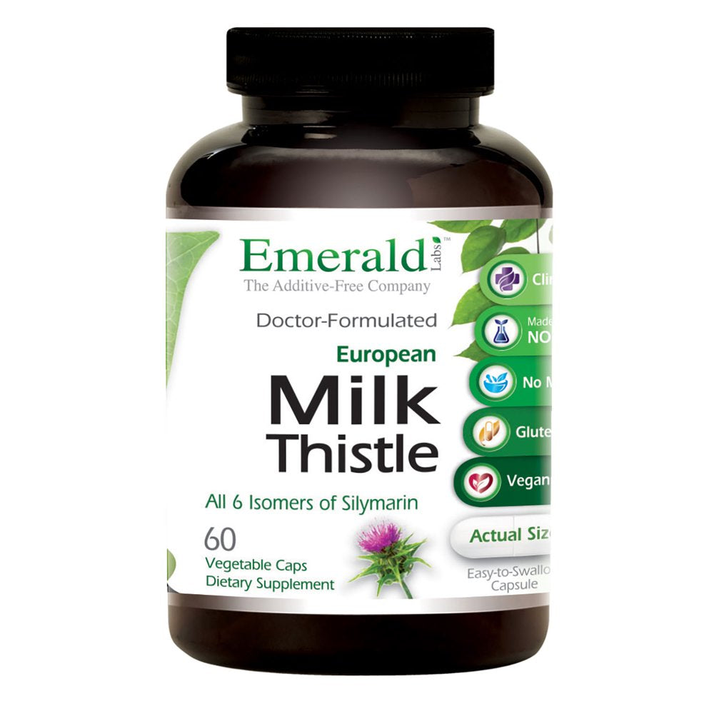 Emerald Labs Milk Thistle Extract - Supports Liver Health, Cognitive Function Support, Weight Loss Support - 60 Vegetable Capsules