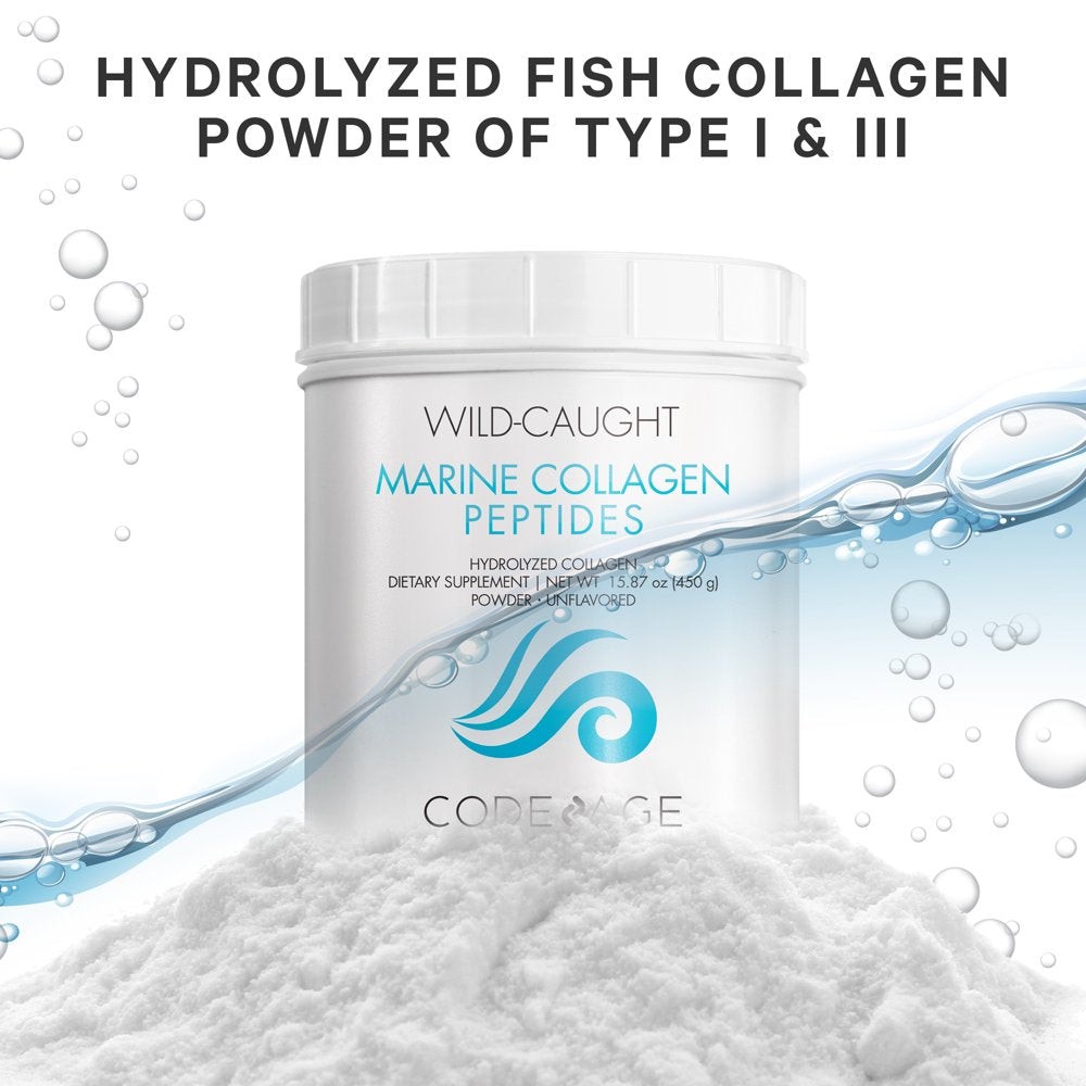 Codeage Marine Collagen Powder, Wild-Caught Hydrolyzed Fish Collagen Peptides Types 1 & 3, Non-Gmo, 16 Oz