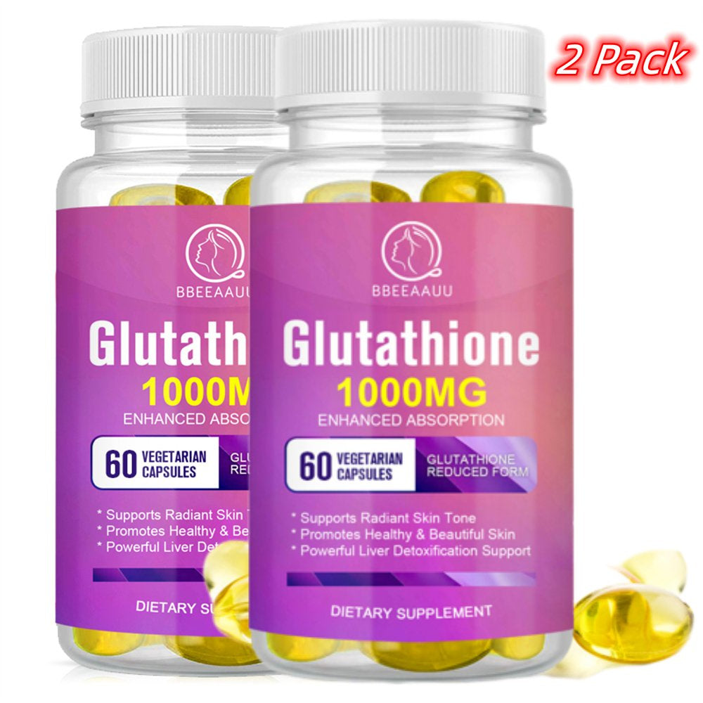 (2 Pack) Bbeeaauu 1000Mg Glutathione Pills 120 Pcs, Anti-Aging, Anti-Wrinkle, Protect Liver Health & Skin Care Capsules - Nutricity.com.au