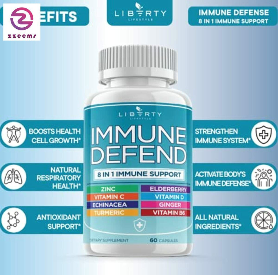 8 in 1 Immune Defense Support, Vitamins Supplement Booster -60 Capsule