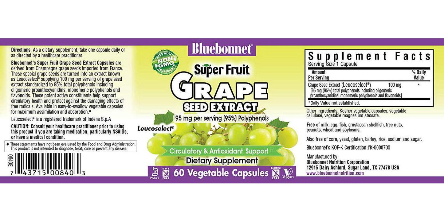 (60) - BlueBonnet Super Fruit Grape Seed Extract Supplement, 60 Count