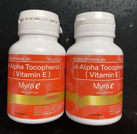 60 Capsules Myra E 400 IU Vitamin E d-Alpha Tocopherol