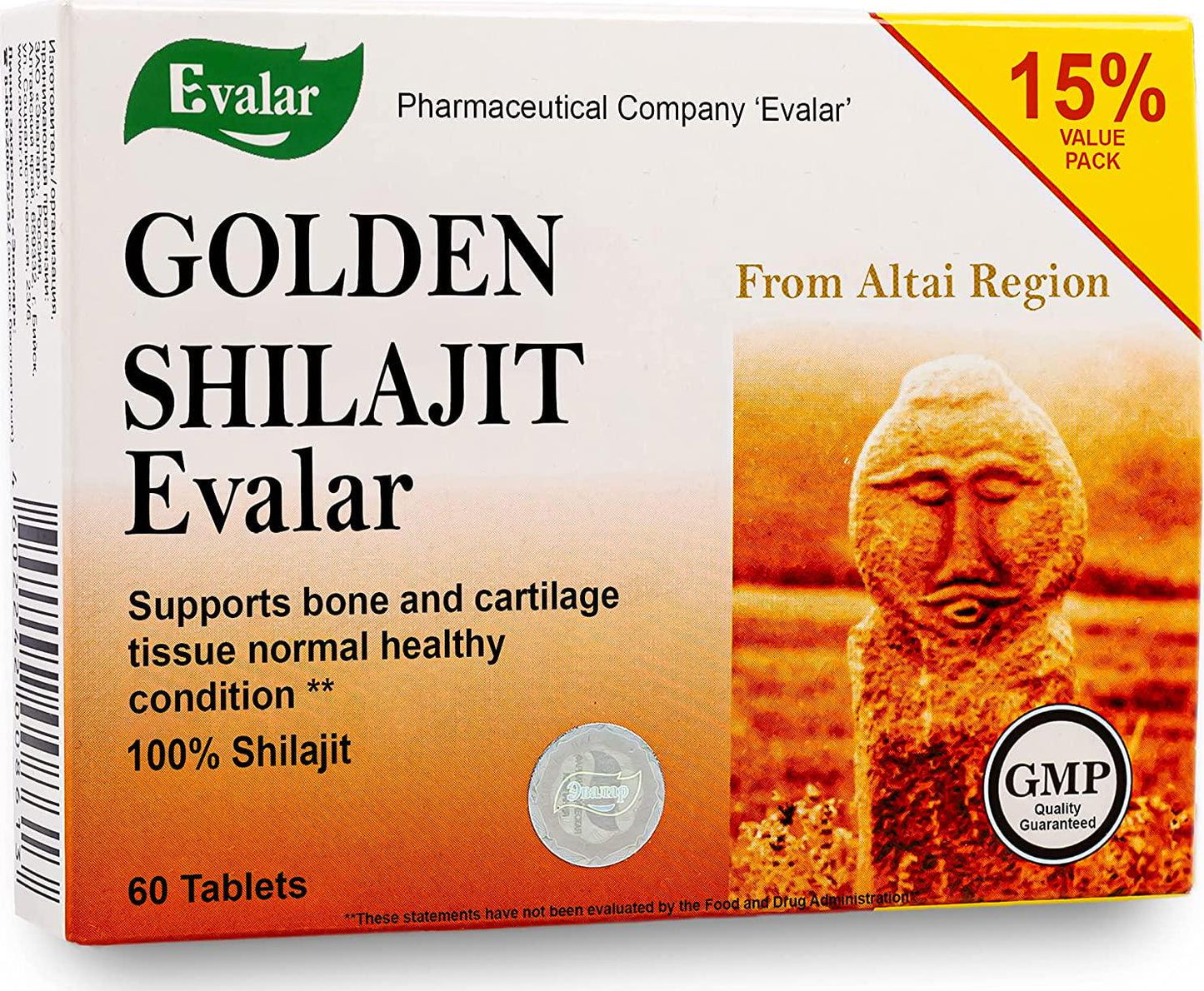 60 Tablets Evalar Gold Shilajit Supplement Pure Resin Capsules