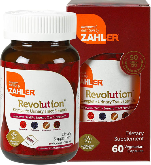 (60 Vegetarian Capsules) - Zahlers UTI Revolution, Urinary Tract and Bladder Health, All Natural Cranberry Concentrate Pills Fortified with D-Mannose and Probiotics, Certified Kosher, 60 Caps