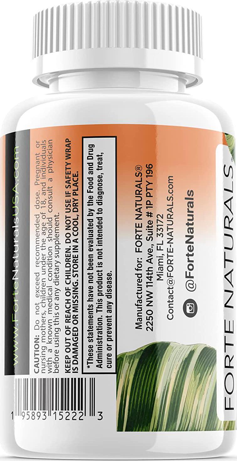 60 Zinc Supplements Specially Formulated for Sensitive Stomachs , Vitamins for Adults Daily Supplement by FORTE NATURALS Vegan 50mg, Non GMO, Easy to Swallow Zink Vitaminas