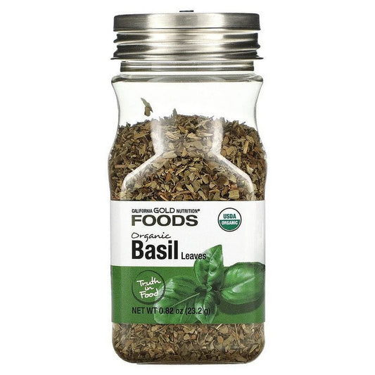 California Gold Nutrition, FOODS - Organic Basil Leaves, 0.82 Oz Pack of 4