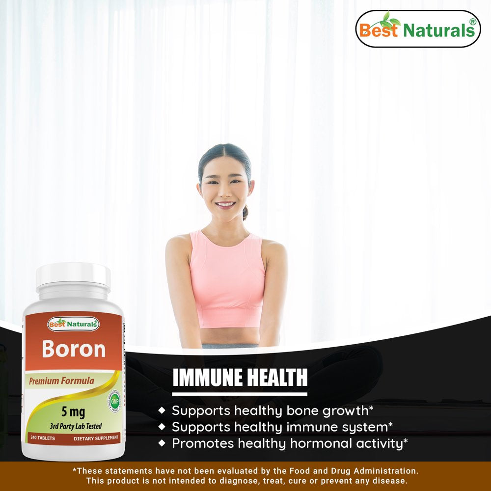 Best Naturals Boron 5 Mg 240 Tablets | Boron Supplements Support Healthy Hormonal Balance and Bone Strength