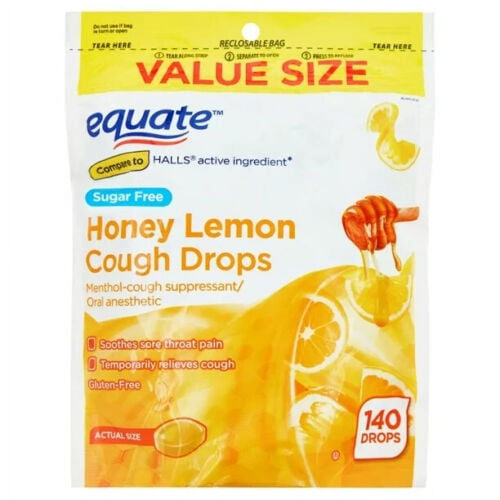 Equate Sugar Free Honey Lemon Cough Drops, 140 Count