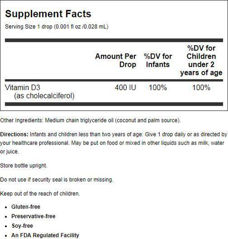 Carlson Baby'S Super Daily D3 Liquid Drops, 400 IU, 365 Drops