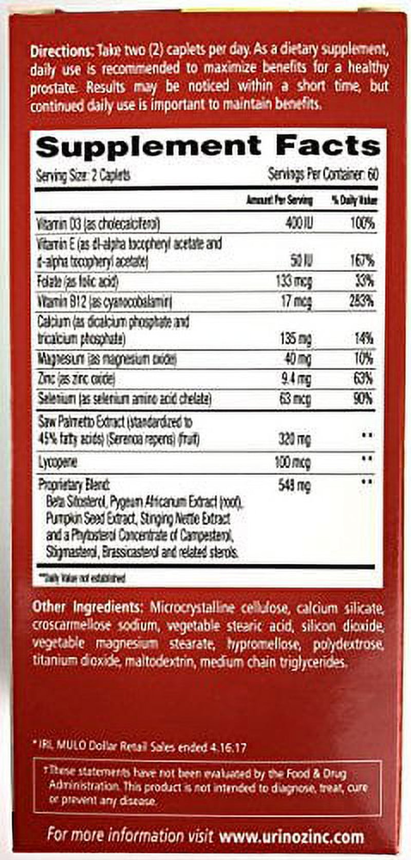 DSE Healthcare Solutions Urinozinc Prostate Health Complex, 120 Ea