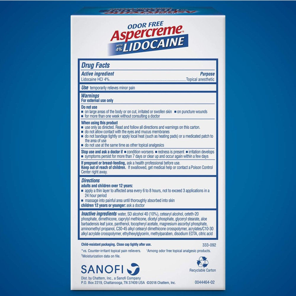 Aspercreme Foot Pain Creme 4% Lidocaine Relieves Achy & Painful Feet, 4 Oz