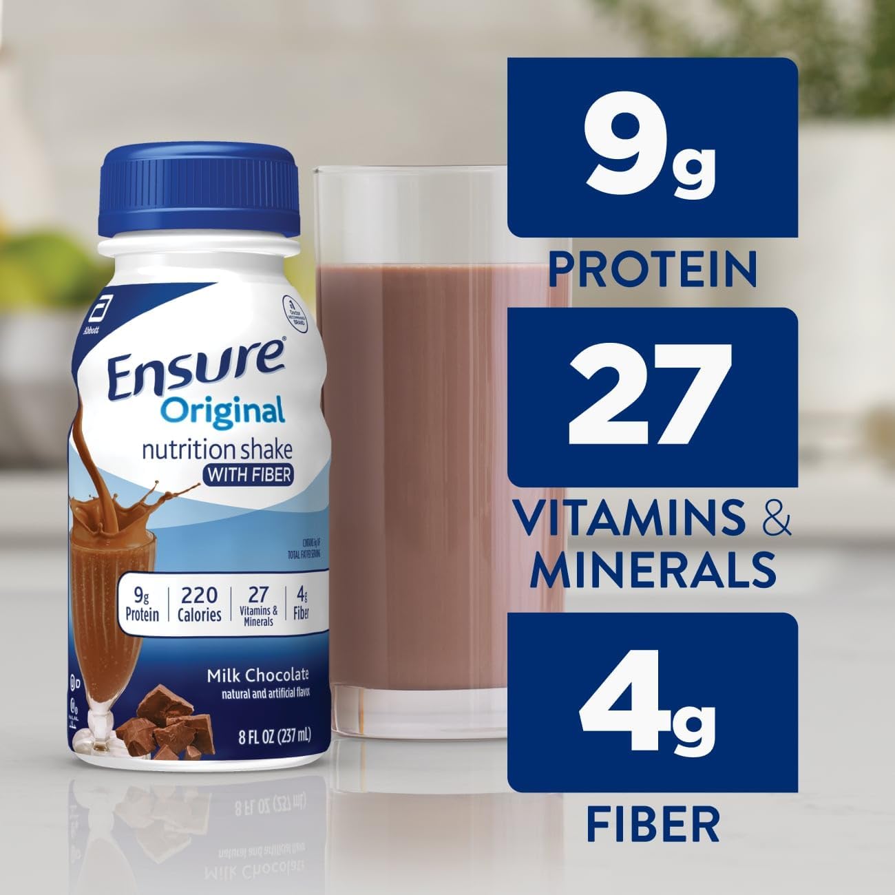 Ensure Compact Nutrition Shake with 9g of Protein and 25 Vitamins and Minerals, Milk Chocolate, 4 Fl Oz (Pack of 24)