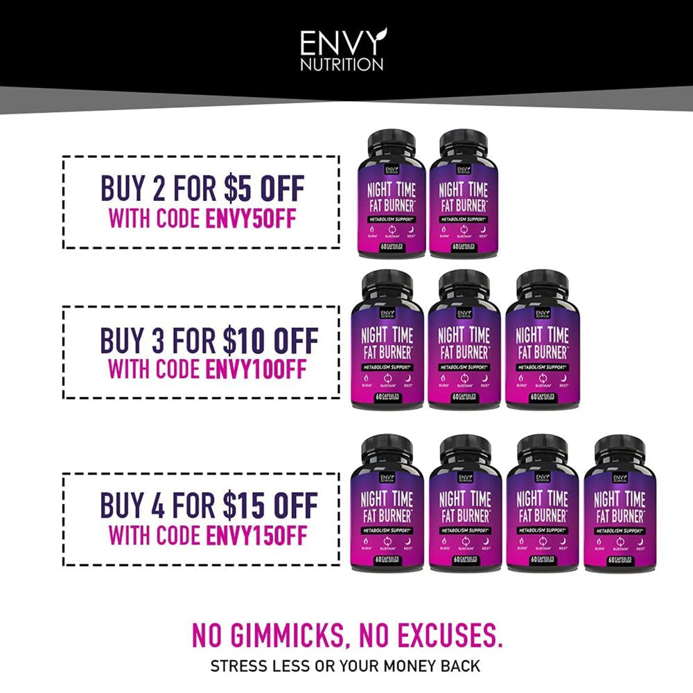 Envy Nutrition Night Time Fat Burner Weight Loss Supplement, 60 Capsules