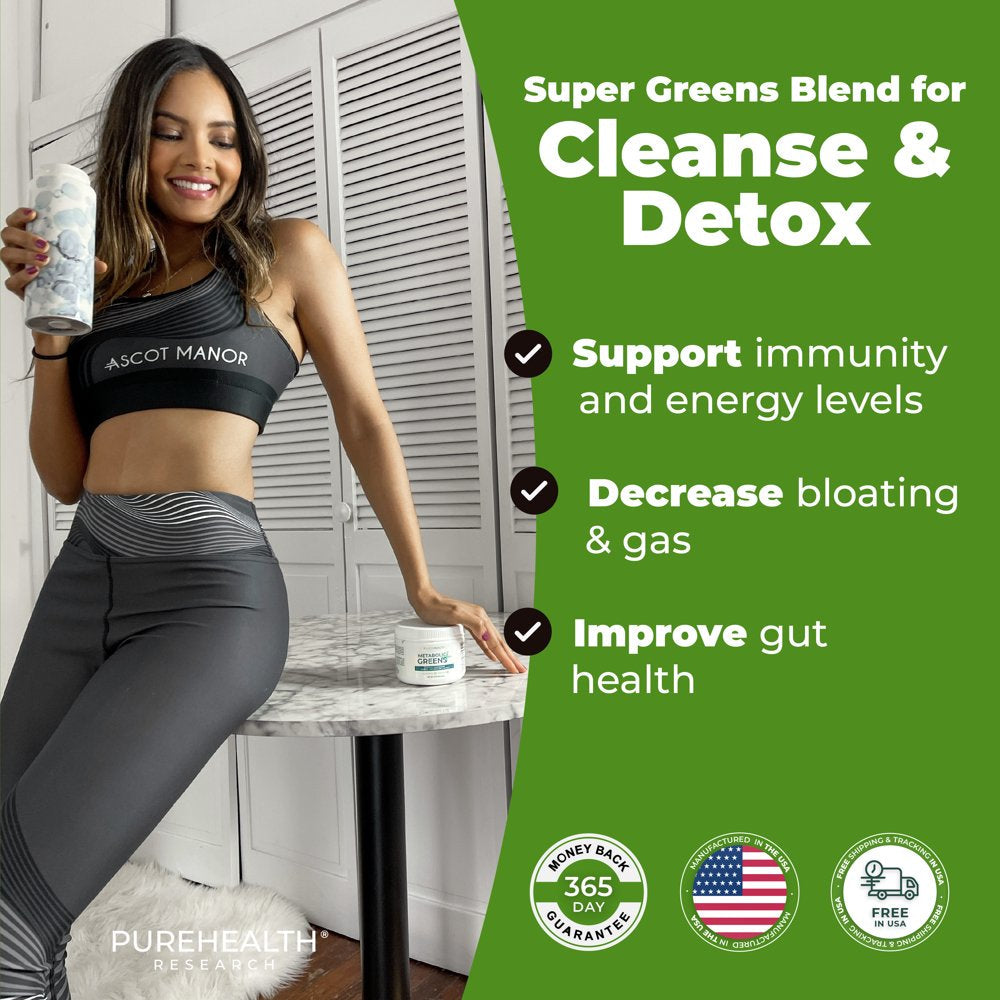 Metabolic Greens - Natural Weight Loss Supplement, Superfood Super Greens Powder for Detox & Cleanse, Green Veggie Whole Food by Purehealth Research