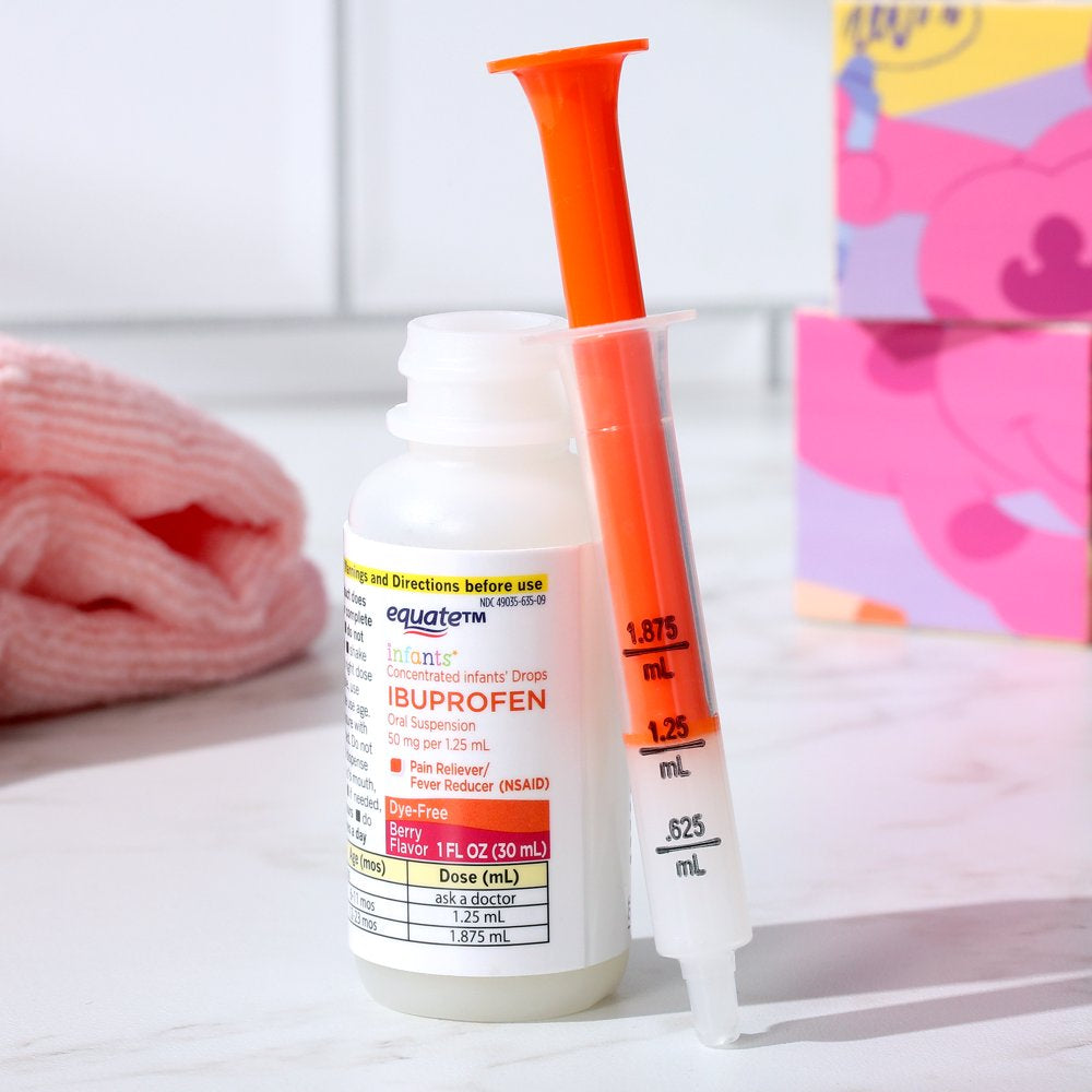 Equate Concentrated Infants' Drops Ibuprofen Oral Suspension, Berry Flavor, 1 Fl Oz