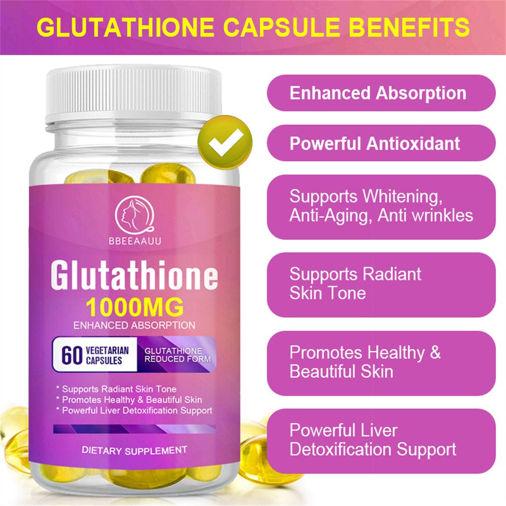 (2 Pack) Bbeeaauu 1000Mg Glutathione Pills 120 Pcs, Anti-Aging, Anti-Wrinkle, Protect Liver Health & Skin Care Capsules - Nutricity.com.au