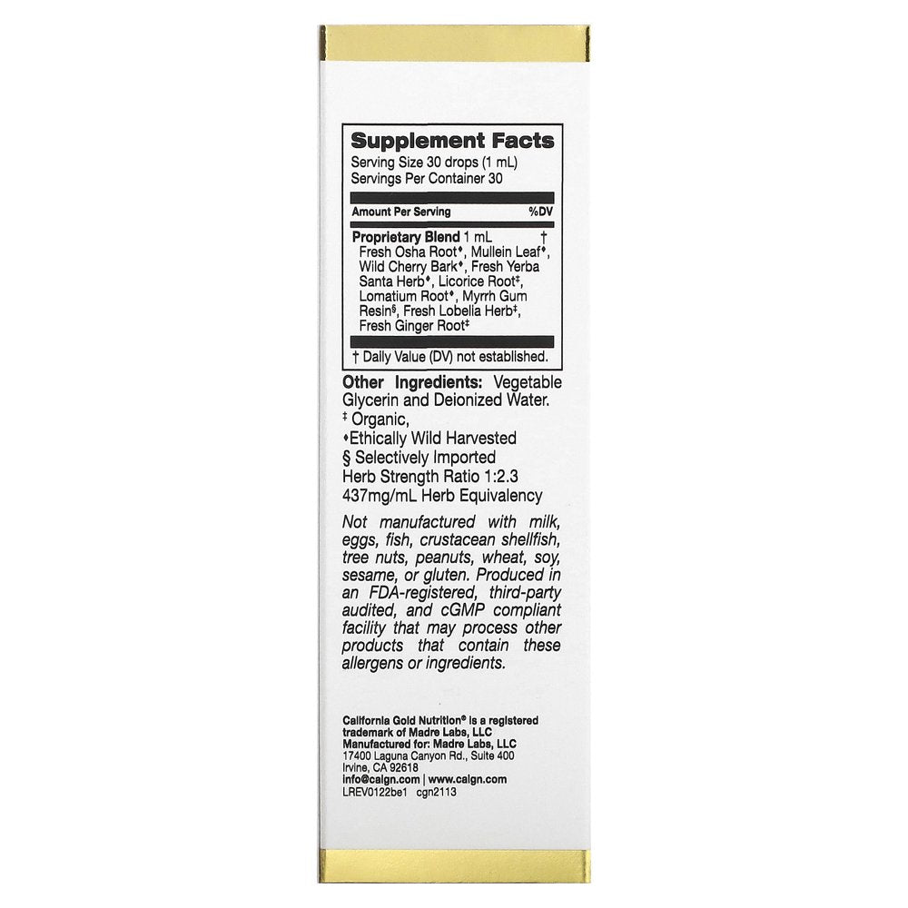 California Gold Nutrition Bronchial Ease, 1 Fl Oz (30 Ml)