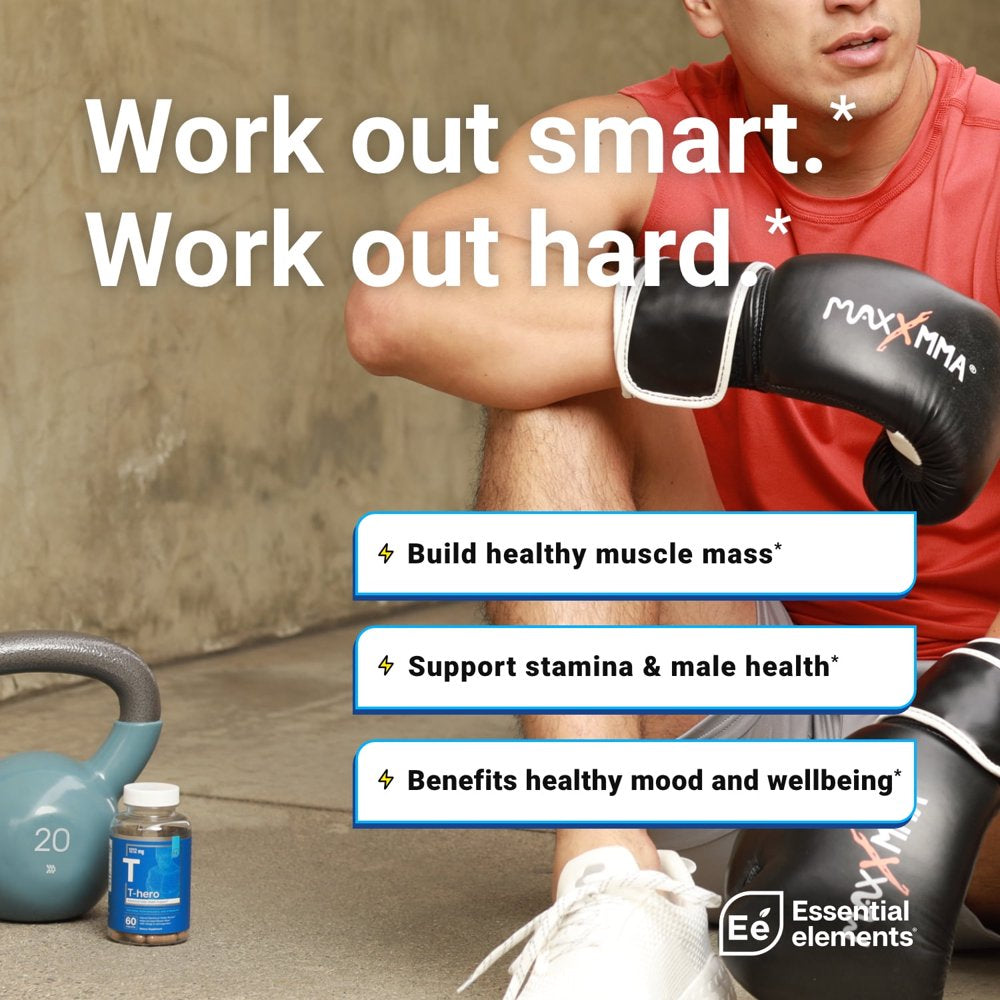 Essential Elements T-Hero Testosterone Booster for Men, 60 Caps