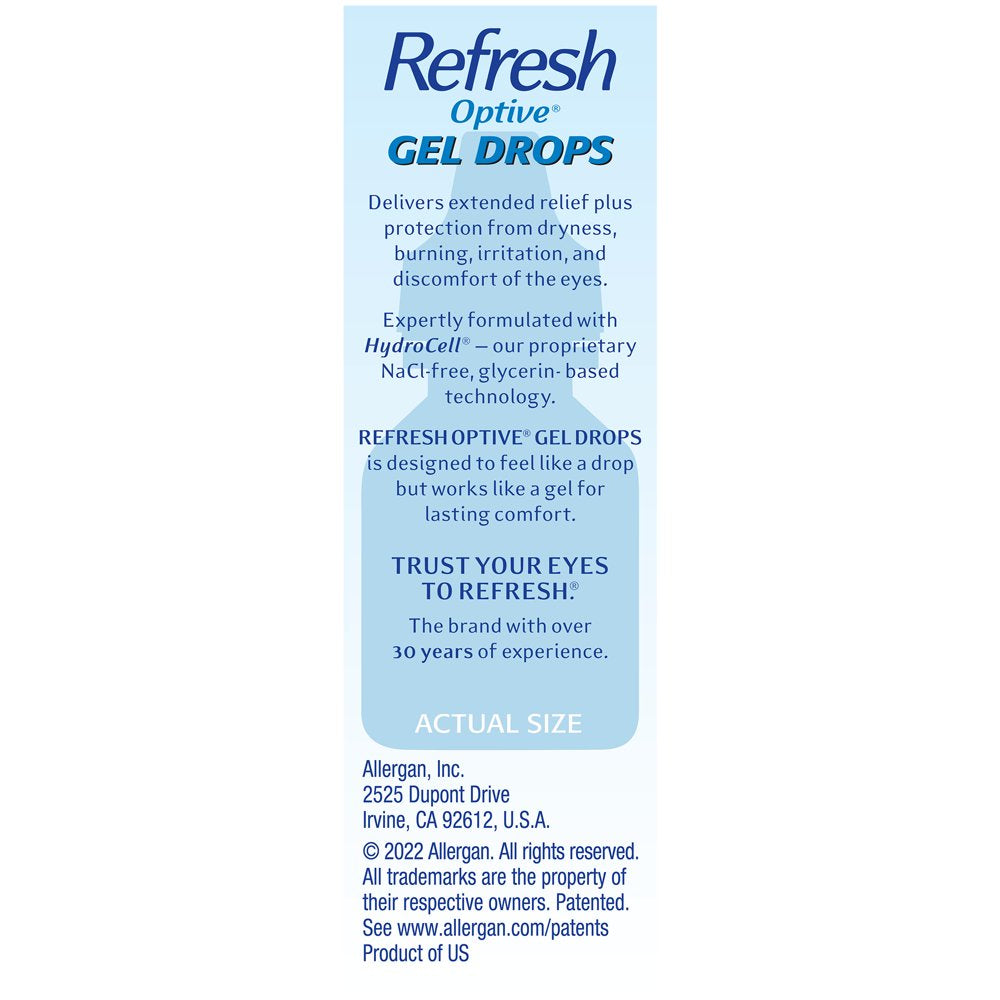 Refresh Optive Gel Drops Lubricant Eye Gel Preserved Tears, 10 Ml