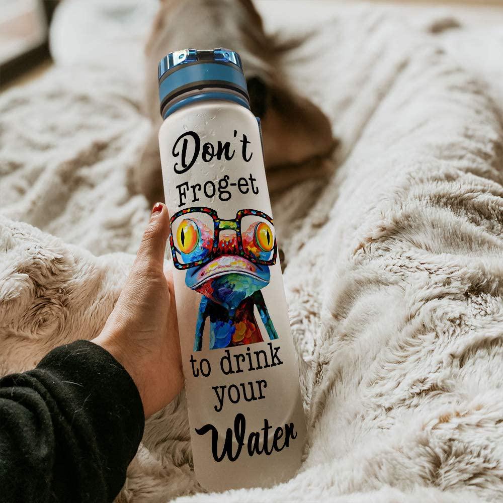 64HYDRO 32oz 1Liter Motivational Fitness Sports Water Bottle with Time Marker and Removable Strainer, Fast Flow, Flip Top Leakproof Durable BPA Free Non-Toxic for Fitness, Gym and Outdoor Sports - J