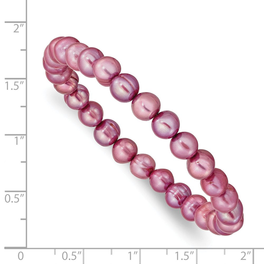G & W 6-7Mm Rose Freshwater Cultured Pearl Stretch Bracelet