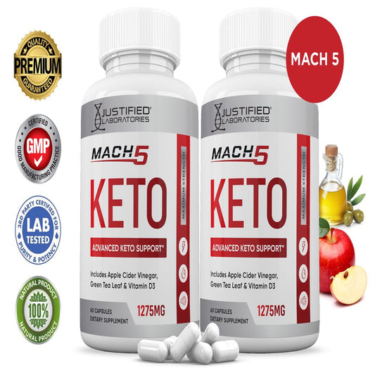 (2 Pack) Mach 5 Keto ACV Pills 1275Mg Dietary Supplement 120 Capsules - Nutricity.com.au