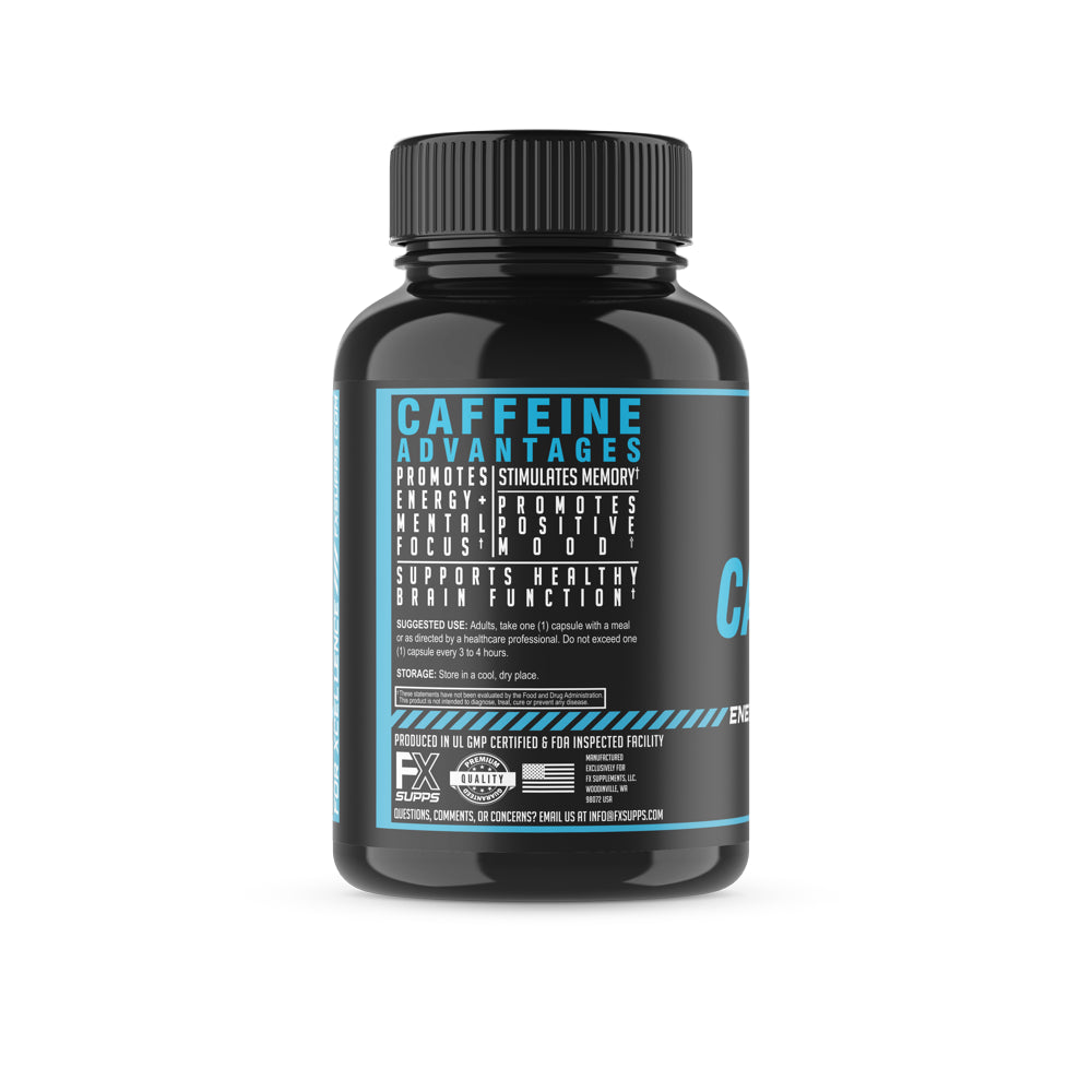 FX Supps Caffeine Pills for Energy, Focus, and Mental Clarity, 200Mg per Serving, 200 Capsules