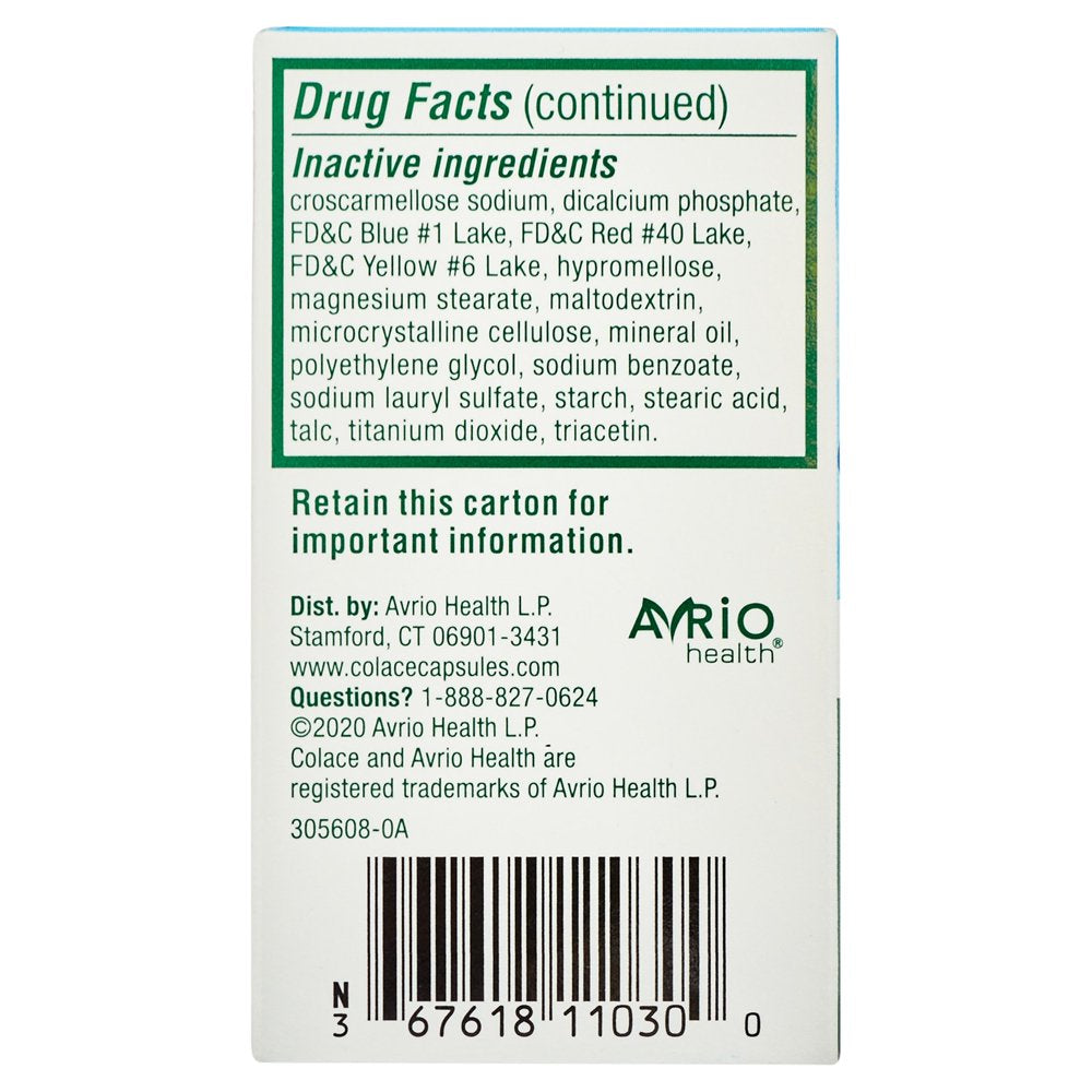 Colace® 2-IN-1 Stool Softener with Stimulant Laxative Tablets, 100Mg, 30 Count