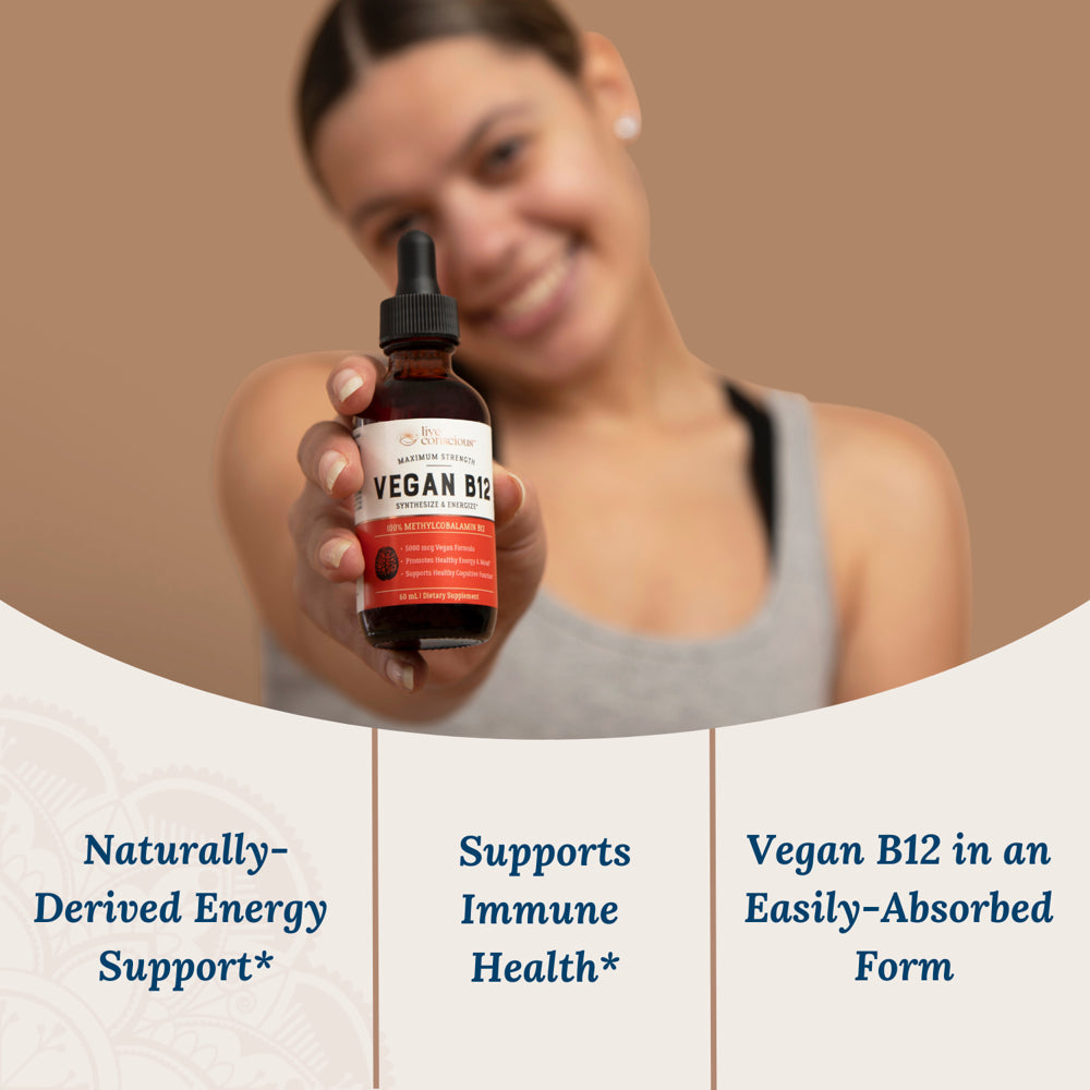 Live Conscious Vegan B12 Sublingual Drops, 5000 Mcg, 60 Servings