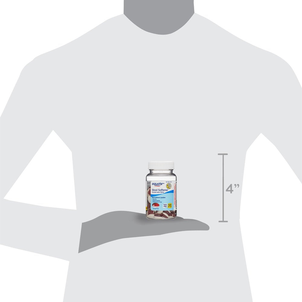 Equate Stool Softener Laxative Softgels for Constipation, 100 Mg, 140 Count
